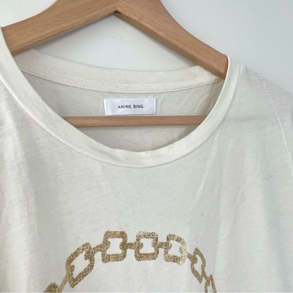 Anine Bing Ringo Tee in Goldie / Off white - Picture 4 of 10